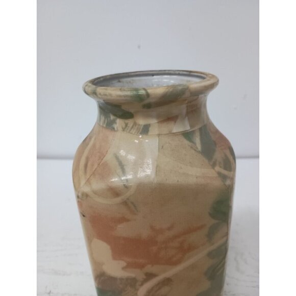 Vintage 60s Studio Art Pottery Bottle Vase Green Yellow Glazed Artisan MCM - Picture 2 of 10